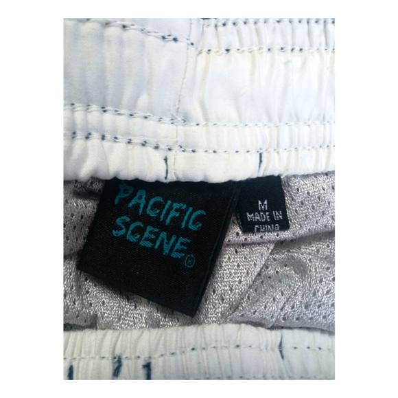 Pacific Scene Patriotic Swimming Shorts Sz M White/Red/Blue - Picture 4 of 7